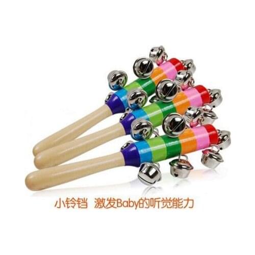 Party Favors Baby Rattle Rainbow Toy kid Pram Crib Handle Wooden Activity Stick Shaker Rattle Baby Gift