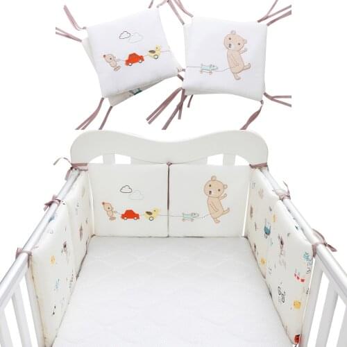 6 Pcs/Set Children Infant Crib Bumper Bed Protector Baby Kids Skin-Friendly Cotton Cot Nursery for Bumper Boy And Girl Bedding