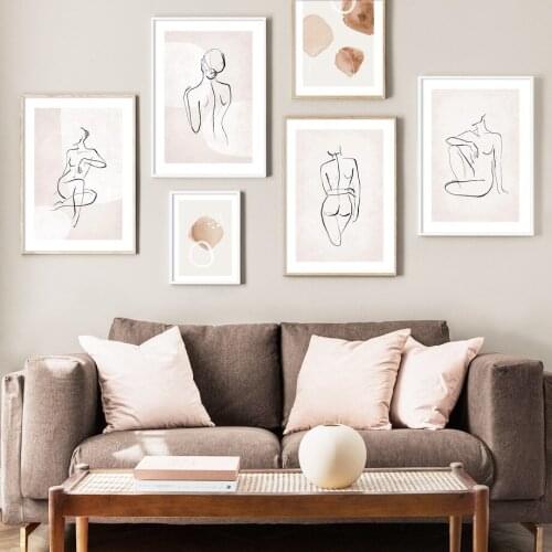 Girl Body Lines Abstract Art illustration Wall Art Canvas Painting Nordic Posters AndPrints Wall Pictures For Living Room Decor