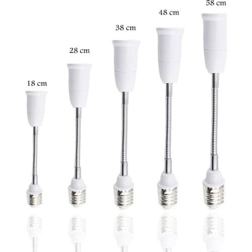E27 to E27 Socket Flexible Extension LED Light Bulb Base Light Holder Converter Lamp Adapter EU US Plug 18cm/28cm/38cm/48cm/58cm
