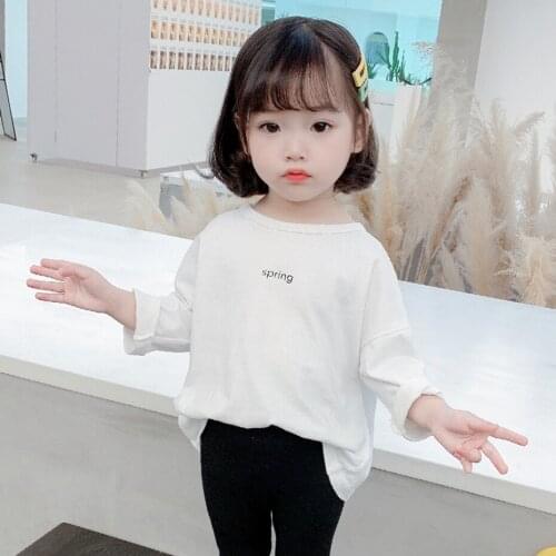 T-shirt For Girls Letter Pattern Kids Tops For Girls Spring Autumn Kids Tops Casual Style Clothes For Girls