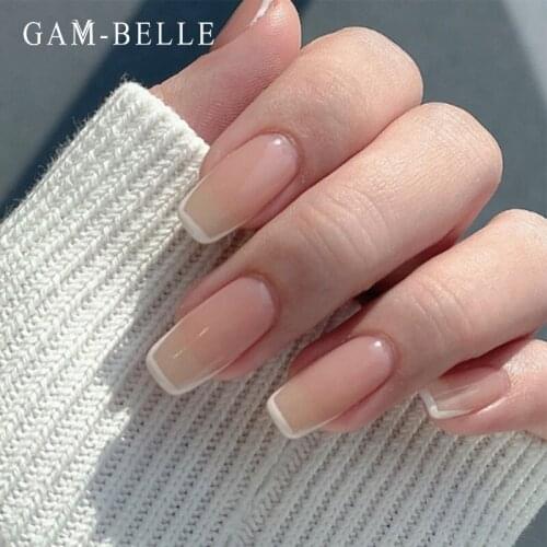 GAM-BELLE Nude White Fake Nail Tips Long Ballerina French Full Cover Artificial Press On Nails Art DIY Manicure Beauty Tools