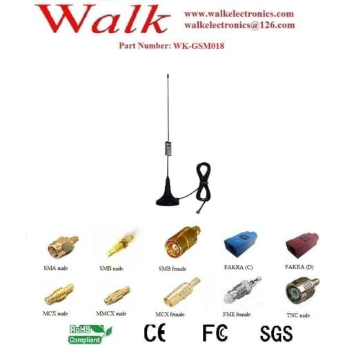 Gsm gprs whip antenna, AMPS quad band antenna, magnetic mount, SMA male connector, RG174 cable