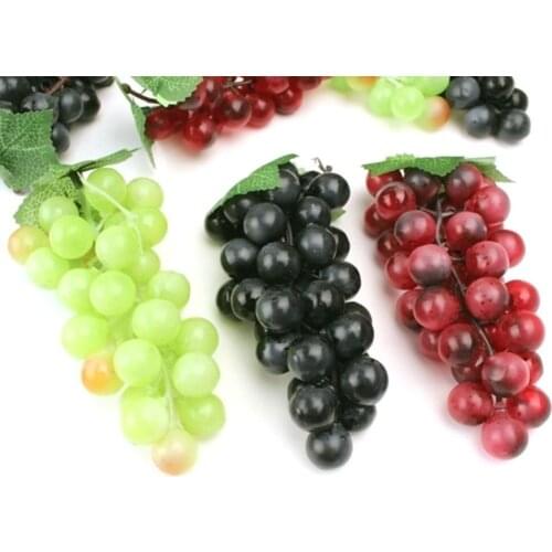 2pcs/pack Artificial Grape Bunch Plastic Soft Fake Grape Cluster for Home Wedding Decor