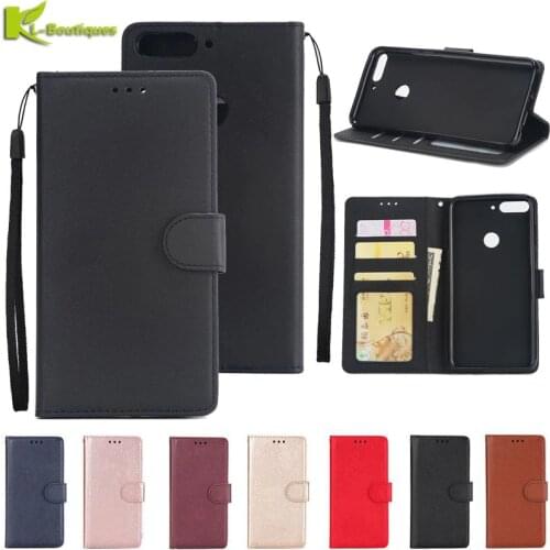 Honor 7C Leather Case on for Huawei Honor 7C Russian Version Cover 5.7" Classic Style Solid Color Flip Wallet Phone Cases Coque