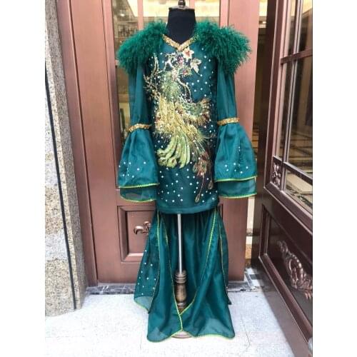 Feather creative swimsuit cloak T station serves stage costumes Chaofu children stage girl model