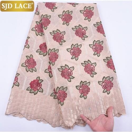 SJD LACE Swiss Voile Lace In Switzerland With Stones African Dry Lace Fabric Embroiderey Nigerian Lace Fabric For Wedding A2007
