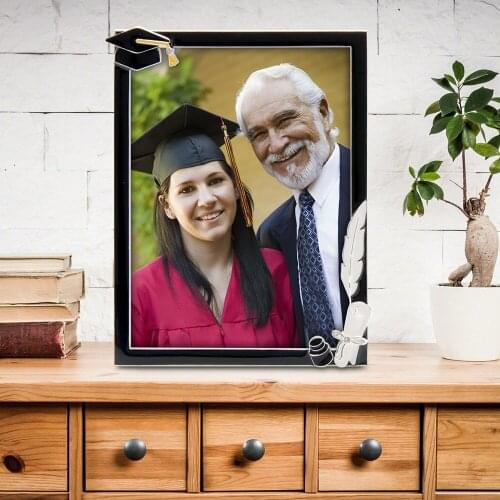 LASODY Graduation Cap 2021 Photo Frame Graduation Memorial Gift High Quality Metal Picture Frames Antique Silver Home Decoration