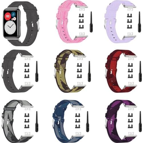 Lightweight Braided Nylon Watch Strap Replacement Watch Band w/ Stainless Steel Buckle Wristband for Huawei Watch Fit