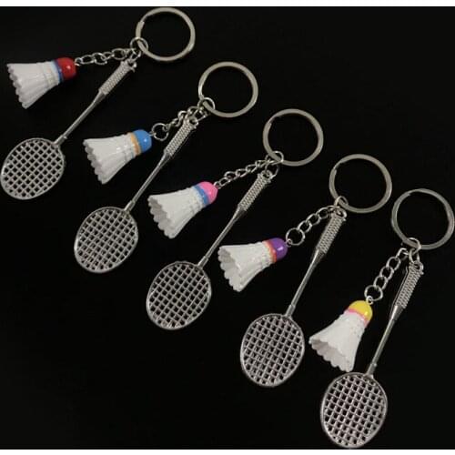 FREE shipping by FEDEX 100pcs/lot 2020 Metal Badminton Keychains Badminton Keyrings Badminton Key Chains Sports Gifts