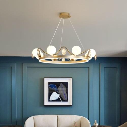 Nordic minimalist living room chandelier modern 2021 new master bedroom net red crown light restaurant childrens room lamps