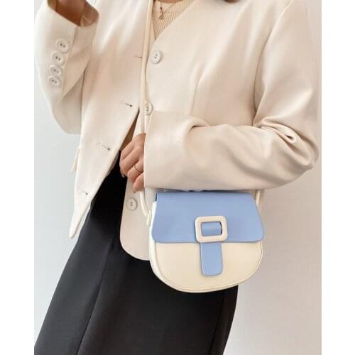Fashion Color Contrast Womens Summer 2021 Western Style Shoulder Messenger Bag Saddle Bag hand tote