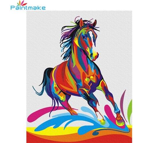 Paintmake Animal DIY Paint By Numbers Horse Oil canvas Painting For Home decoration Paintings Wall Art picture For Kids