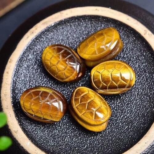 Natural Tigers eyeTortoise Shell Shape Hand Carved Quartz Tortoiseshell Healing Crystal Stone DIY Jewelry Home Decoration