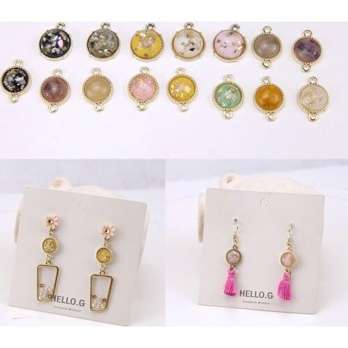 Wholesale 50pcs/Lot Glitter Enamel Round Alloy Charms Connectors Ornament Accessories DIY Jewelry Earring Bracelet Pendant Craft