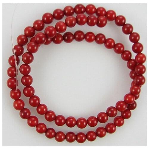 Wholesale 4MM loose semi precious stones round Red Coral Beads Suitable for young children 's Christmas gifts wholesale Lol