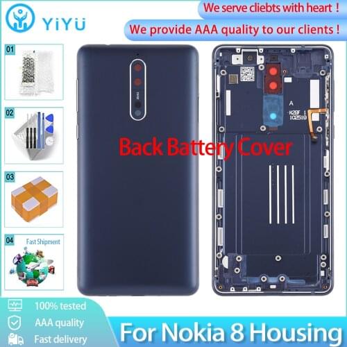 Original For Nokia 8 N8 Back Battery Cover Rear Back Door Matel Housing With Side Keys Camera Glass Lens Repair Parts Free Tools