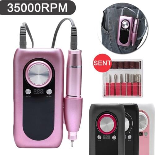 Portable Nail Drill Machine Electric 30000RPM Nail Polisher Cured For All Gel Pedicure Kit File Professional Manicure Set Tools