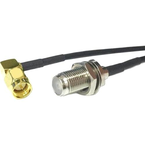 RF Wire Connector SMA Male Right Angle to F Female Jack Pigtail Cable RG174 20CM 8" Adapter