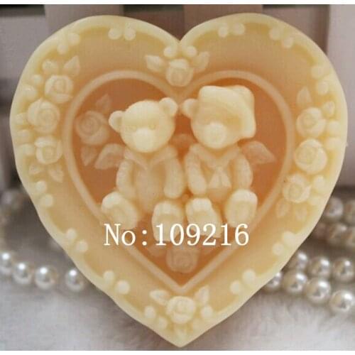 Wholesale!!!1pcs Lovers Bears (ZX8221) Silicone Handmade Soap Mold Crafts DIY Moulds