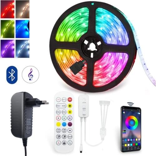 LED Strip Light RGB 2835 5M 10M 15M SMD 5050 Waterproof 24Key Bluetooth Music Flexible Diode Ribbon Tape LED For Room Decoration