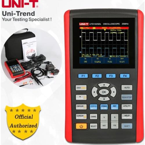 UNI-T UTD1025DL Handheld Digital Storage Oscilloscope; 2Channels, 25MHz Bandwidth, 250MS/s Sample Rate