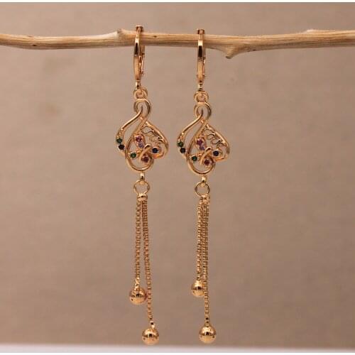 Dangle Drop Earrings Red Green Cubic Zirconia Copper Earring For Women Fashion Jewelry Accessories Wedding Anniversary Gift