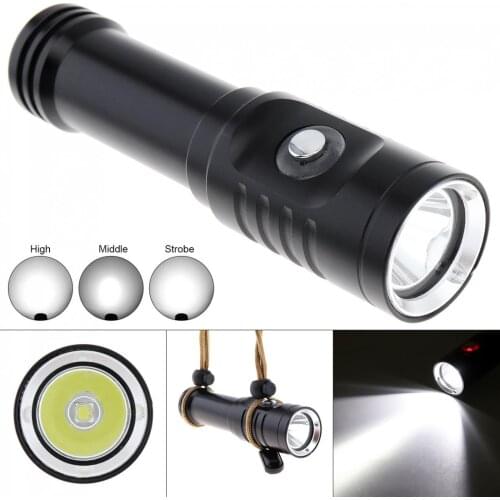 1500LM XM-L2 U4 LED Diving Flashlight Underwater 150 Meters with 10 Degree Spotlight and Pressure Type Waterproof Switch
