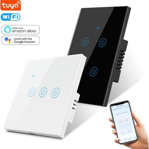 Tuya WiFi Light Switch Smart Home Waterproof Touch Switch APP Voice Control EU US Standard 110V 220V Compatible with Alexa