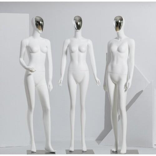 High Grade Dumb White Mannequin Full Body Display Women Fake Model With Silver Face