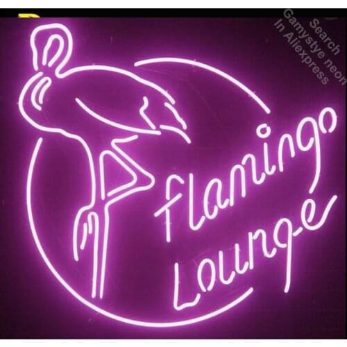 Flamingo Lounge Neon Sign light Neon Bulbsign Signage Vintage neon signs Real Glass Tube Handcrafted Beer bar pub light up Sign