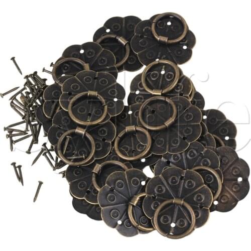 Iron Vintage Cabinet Dresser Jewelry Case Pull Handle Bronze Pack of 20