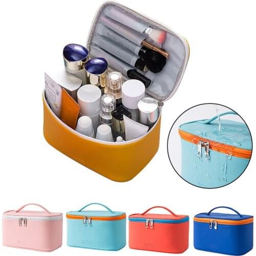 1PC Portable Womens Cosmetic Bag Make Up Organizer Zipper Travel Handbag PU Toiletries Storage Case