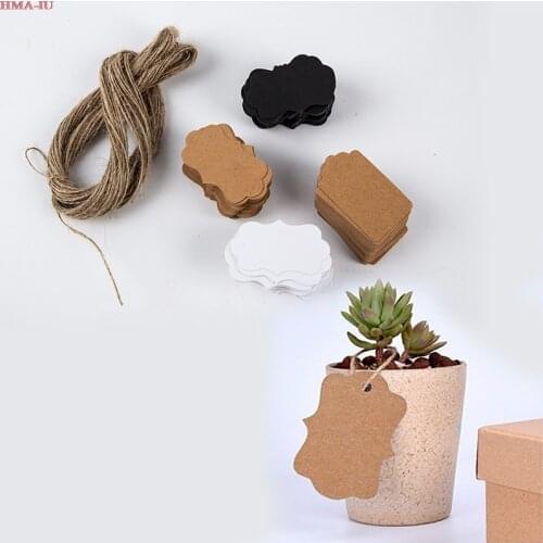 100pcs Packaging Label Brown Kraft /black/white Paper Tags DIY scallop Label Wedding Gift Decorating Tag