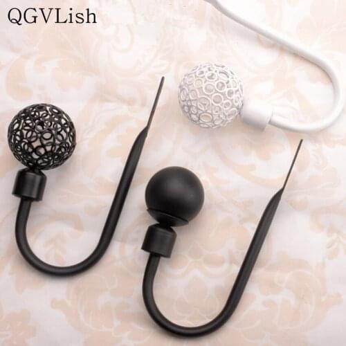 QGVLish 2Pcs U Shape Vintage Curtain Hooks Coat Hat Hanger Curtain Accessories Tiebacks Buckles Brush Holder Curtain Holdback