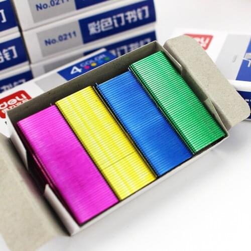 800Pcs Bright Color Metal Staples For Stapler 12# 24/6 Rose Gold Blue Green Student School Supplies Office Binding Supplies 0211
