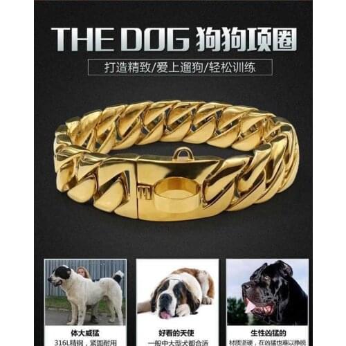 30mm Stainless Steel Dog Chain Collar Gold Pet Collar Necklace Strong Quality Trainning Pitpull Bulldog Collar Pet Accessories
