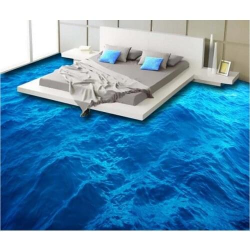 3d floor painting wallpaper Sea surface wave mural 3D floor pvc self-adhesive wallpaper 3d flooring