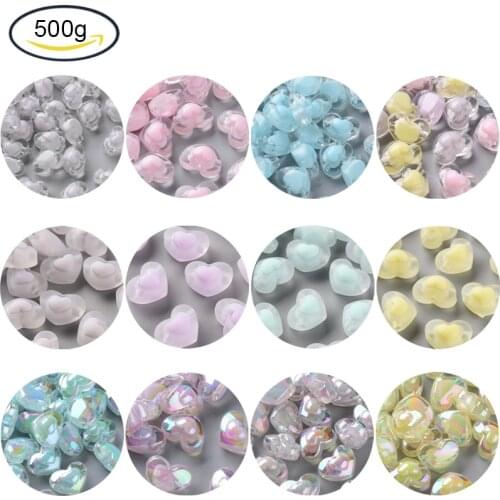 500g Transparent Acrylic Heart Beads AB Color Bead in Bead For DIY Jewelry Making, 13x17x9.5mm, Hole: 2.5mm, about 420pcs