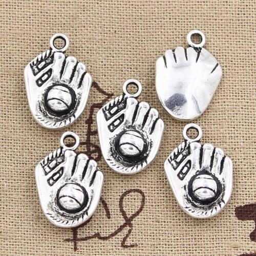 6pcs Charms Baseball Glove 20x14mm Antique Tibetan Bronze Silver Color Pendant Findings Accessories DIY Vintage Choker Jewelry