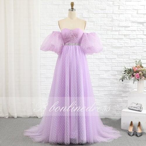 Bbonlinedress Lilac Prom Dress Sweetheart Short Sleeve Youthful Long Evening Dresses Illusion Formal Party Gowns robe de soiree