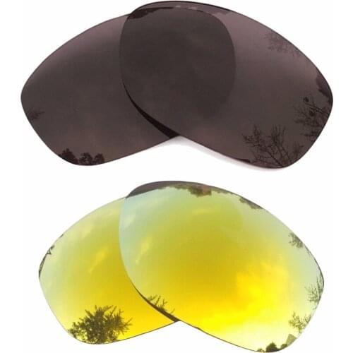 Black & 24K Gold Mirrored Polarized Replacement Lenses for Pit Bull Frame 100% UVA & UVB
