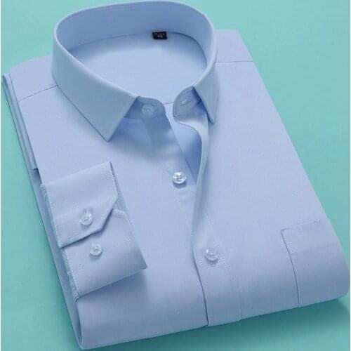 FAISIENS Large Size Men Solid Formal Shirt 7XL 8XL 9XL Long Sleeve Cotton 10XL 13XL 14XL Thin White Blue Business Dress Shirts