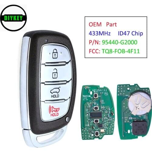 DIYKEY OEM Smart Keyless Proximity Remote Key FOB 4-Button for Hyundai Ioniq 2017 - 2019 PN: 95440-G2000 / FCCID: TQ8-FOB-4F11