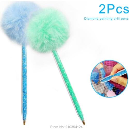 Diamond Painting Tools Point Drill Pens Fluffy Ball Sticky Pen Embroidery Pen for Diamond Rhinestone Painting Accessories Kits