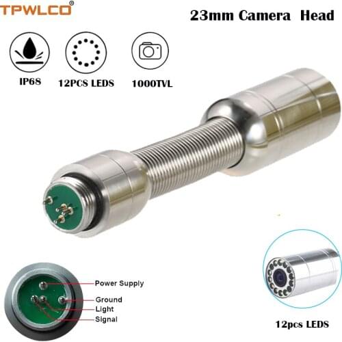 IP68 Waterproof 1000TVL 23mm Surveillance Camera Head The Camera Viewing Angle 120degree For Video Pipe Inspection Equipment