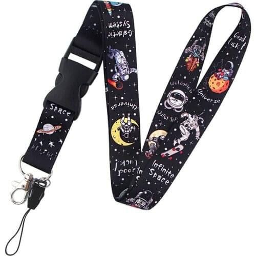 Outer Space Astronauts Lanyards Cool Neck Strap webbings ribbons Phone Keys ID Card Holder Lanyard For Keys DIY Hang Ropes