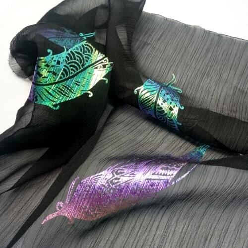 Cosplay Dancing dress chiffon fabric crepe thin magic feather fabric cosplay sewing bronzing wedding costume DIY 1M