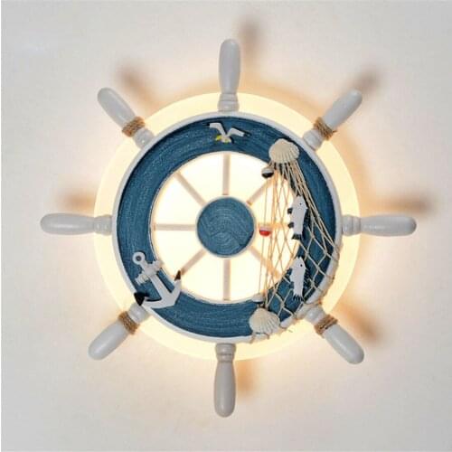 Thrisdar Creative Helmsman LED Wall Lamps Mediterranean bedroom bedside LED Wall Light Children Baby Kids Cartoon Wall Lamp