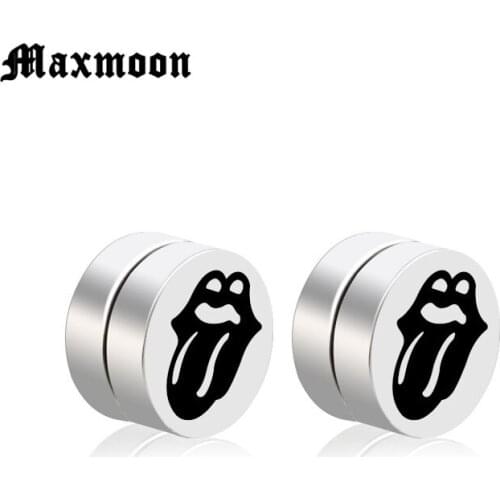 Maxmoon Trendy Cartoon Face Cute Stud Earrings No Piercing Magnet Round Fashion Women&Men Magnetic Earrings Brincos Jewellry